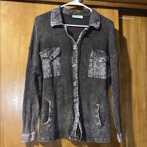 Zenana Textured Button-Up